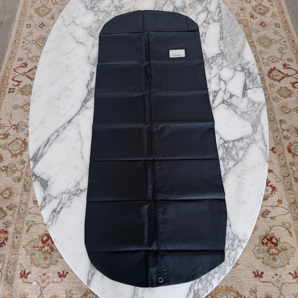 Prada Black Nylon Garment Bag Travel Suit Cover 60x23" Logo ID Window